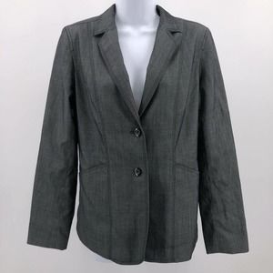 Charcoal Gray Blazer Express Sz 7 8 Lined Long Sleeve Career Wear Casual Juniors